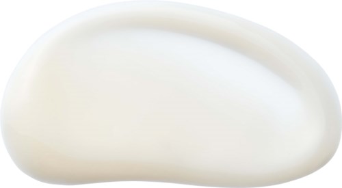 A smooth, white, oval-shaped object with a shiny surface, resembling a stone or egg. No markings or textures visible.