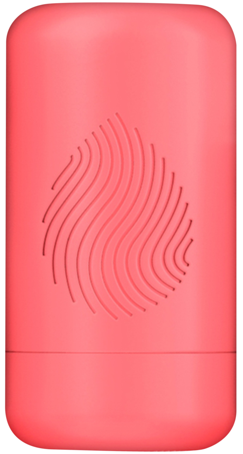 En rosa enhet med et fingeravtrykkmønster, sannsynligvis en fingeravtrykkleser eller biometrisk enhet.