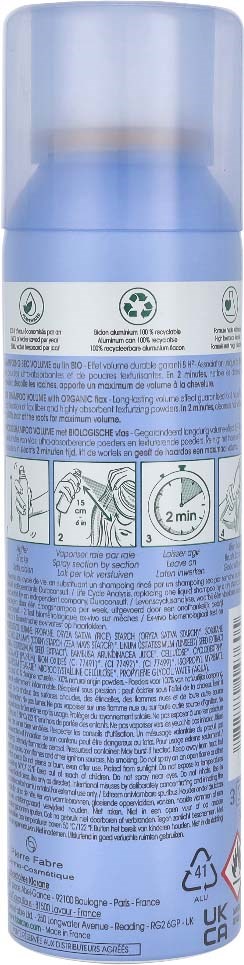 A blue aerosol can with instructions, symbols for use, and safety warnings for cleaning or disinfecting.