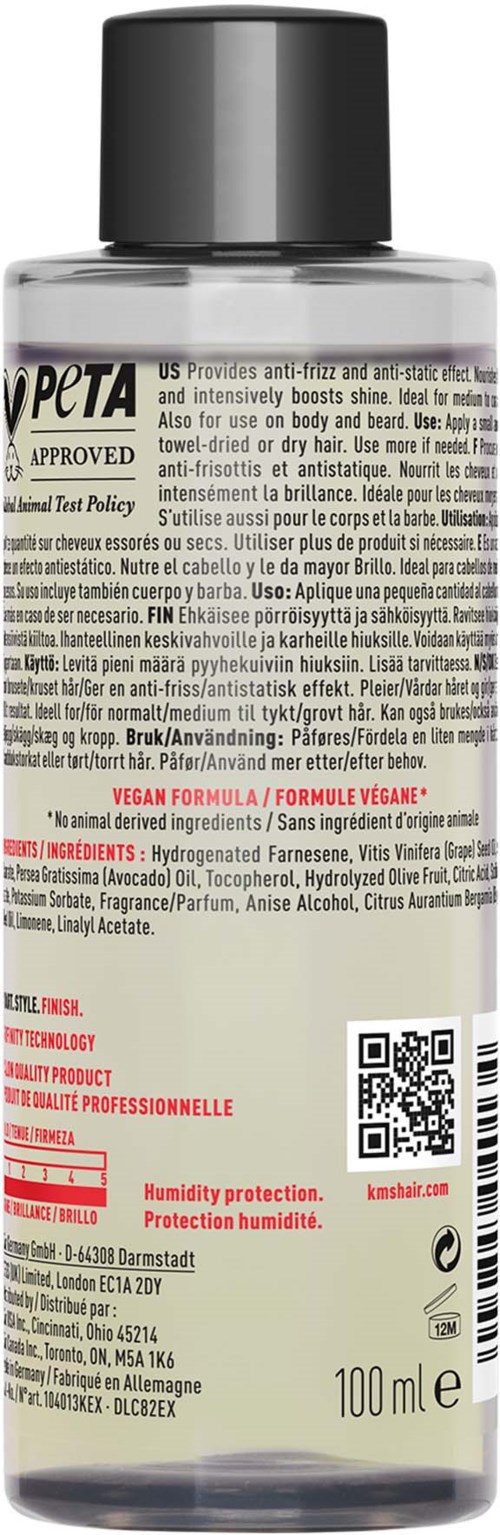Eine Flasche mit Haustierpflegemittel, detailliertes Etikett und QR-Code, enthält 100 ml Flüssigkeit.
