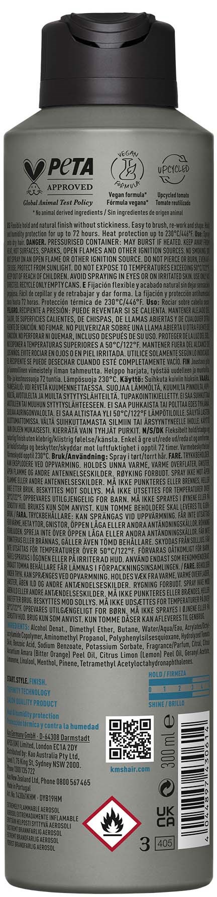 Sprühflasche mit detailliertem Text, Logos und Gefahrensymbolen, vermutlich ein Reinigungs- oder Haushaltsprodukt.