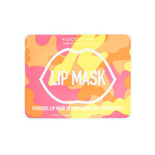 Färgglad förpackning för ett hydrogel läppmask, utformat för att återfukta torra, spruckna läppar.