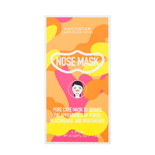 Fargerik emballasje for en nesemaske som reduserer porer, blackheads og whiteheads.