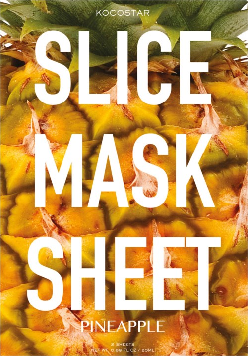 En förpackningsetikett för ananas-slice maskfiléer med ananasbilder, stor vit text och liten märkesnamn upptill.