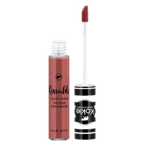 Ein Lippenstift mit Applikator, rosa Farbe, schwarzer und weißer Details am Deckel.