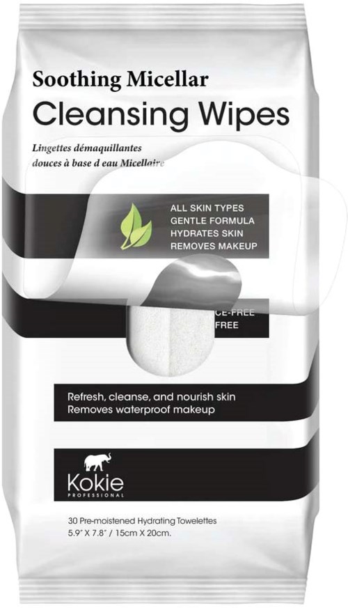 Det här är ett paket med lugnande micellära rengöringsservetter för alla hudtyper, återfuktar, tar bort smink och fräschar upp huden.
