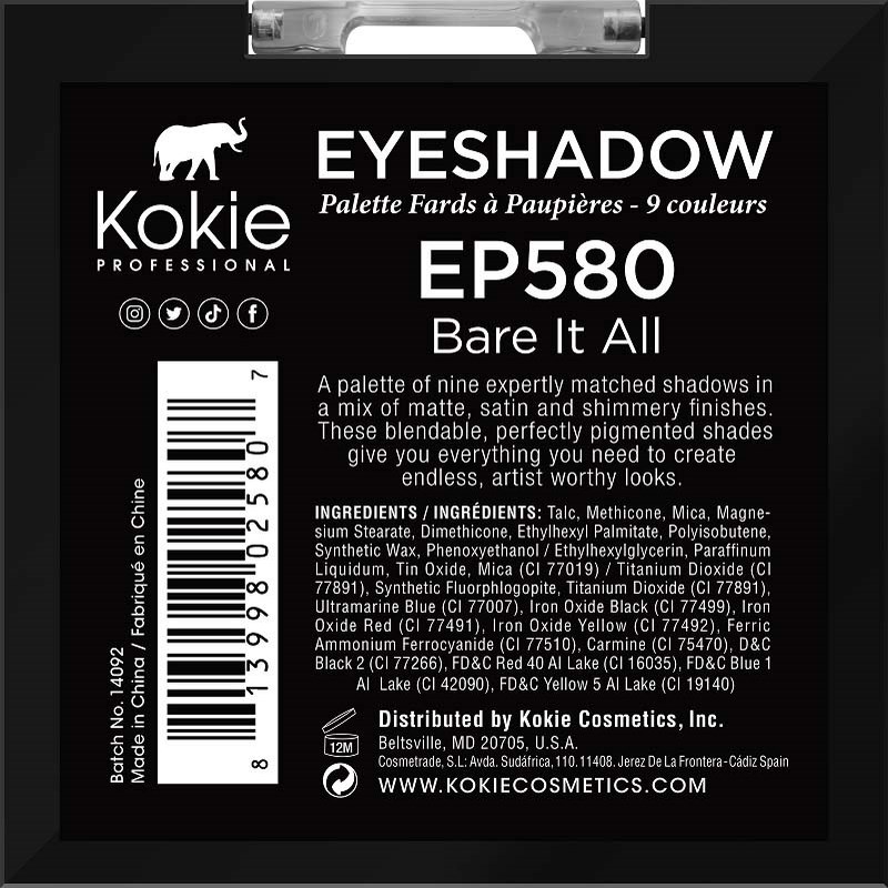 Kokie Cosmetics Eyeshadow Palette - paletka cieni do oczu Bare It All (obrázok 3)