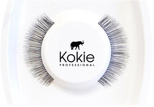 Falske øyevipper med Kokie Professional-logoen, en svart elefant, i midten.