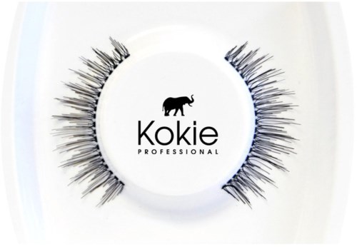 Falske øyevipper vises rundt en rund logo med en elefant og ordene "Kokie Professional."