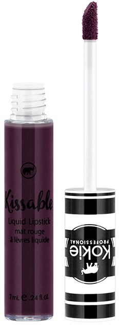 Ein Lippenstift mit lila Farbe und Schwämmchenapplikator.