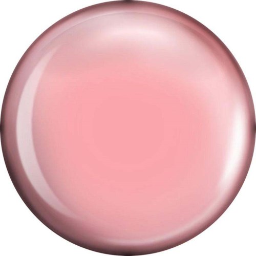 En skinnende, rund, rosa gjenstand med reflektiv overflate og jevne kanter.