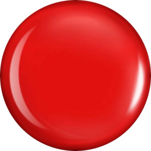 En glatt, rød kule med refleksjon av lys på overflaten.