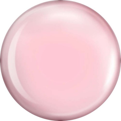 en glänsande rosa rund föremål, slät yta, ser ut som en knapp eller en majs.