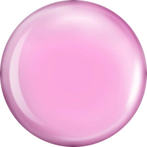 A shiny, pink, round object with a smooth surface and a glossy finish.