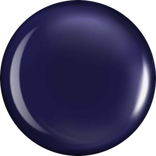 En mørk blå skinnende kule med refleksjoner og en glatt overflate.