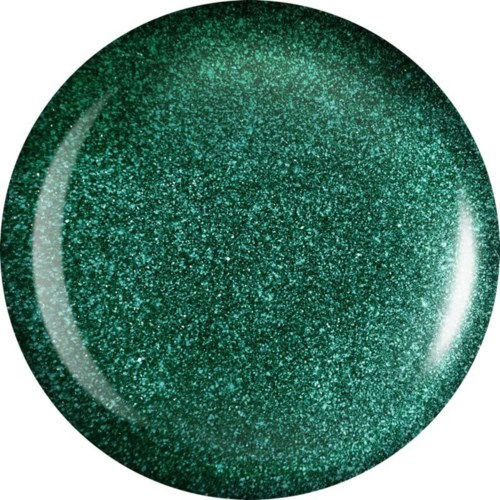 En glänsande grön boll med glitterytor som reflekterar ljus. Den verkar slät och ljus.