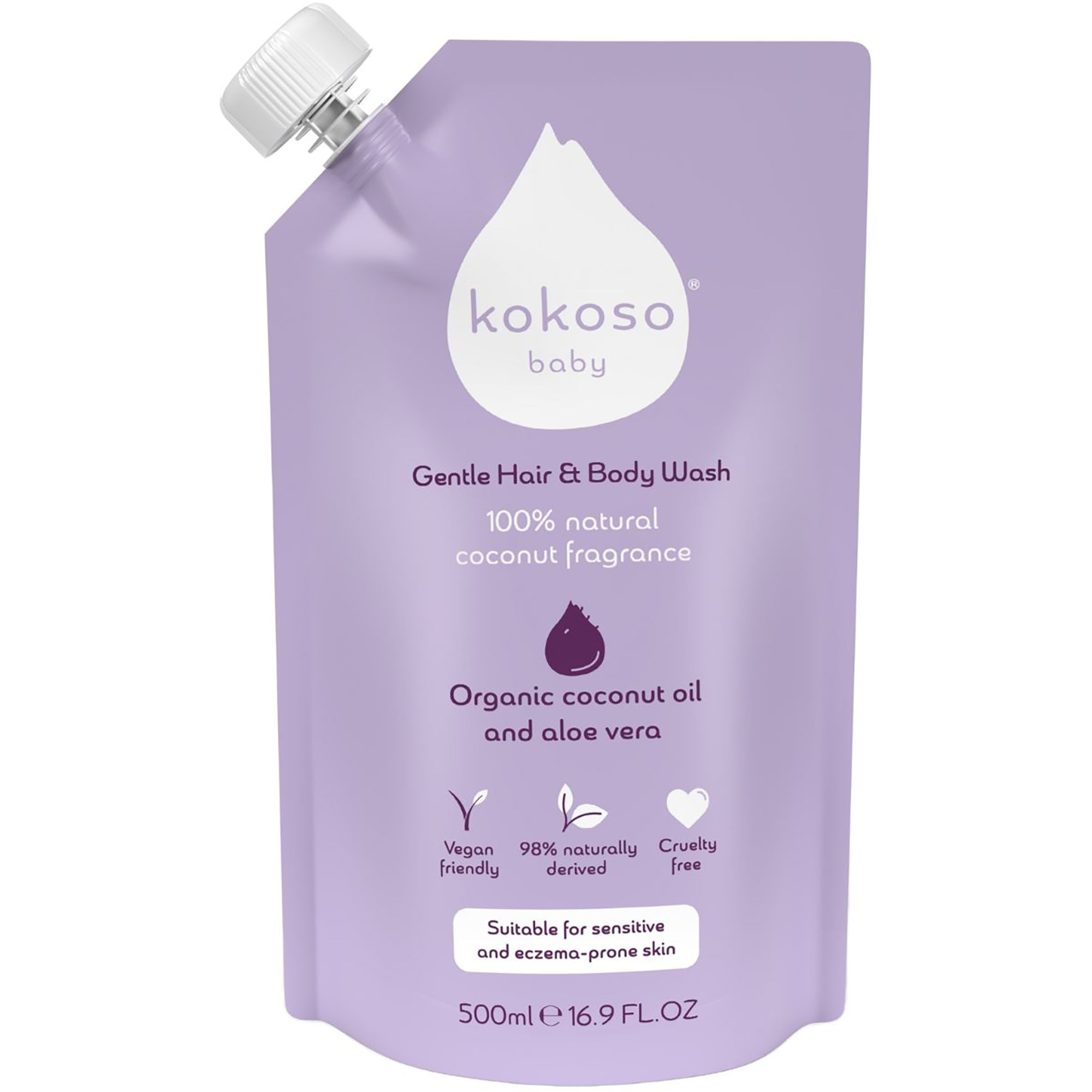 Kokoso Baby Gentle Hair & Body Wash Refill Pouch 500ml
