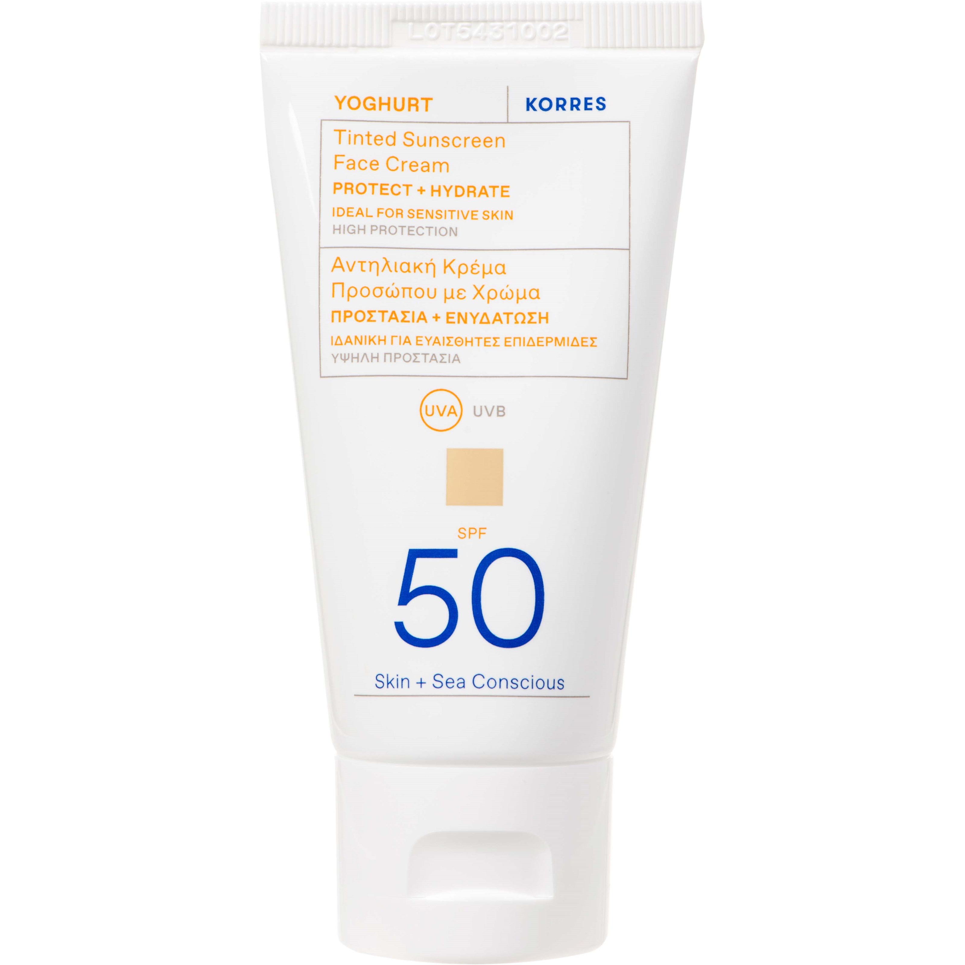 Фото - Крем для засмаги Korres Yoghurt Tinted Sunscreen Face Cream SPF 50 50 ml 