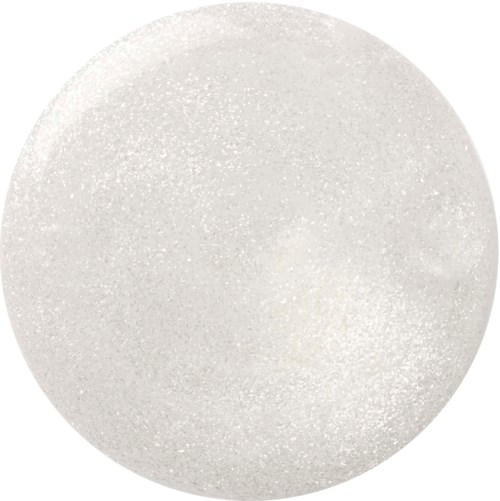 En rund, hvit, glitrende ball med en skinnende overflate.