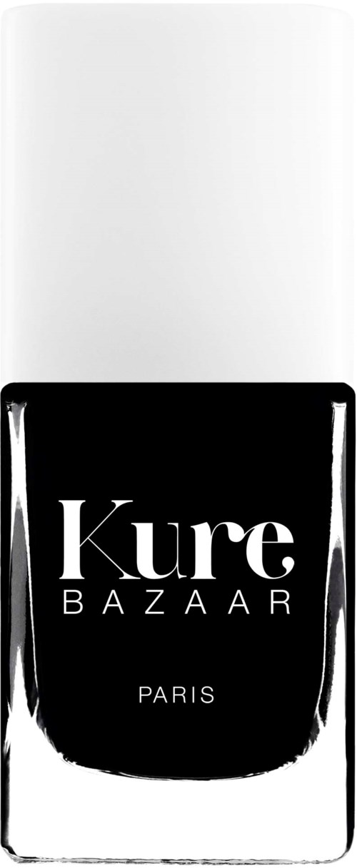 Eine schwarz-weiße Nagellackflasche mit der Aufschrift 'Kure BAZAAR PARIS'.