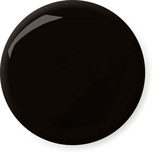 Eine glänzende schwarze Kugel mit Reflexlicht oben links.