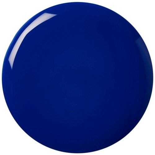 Een ronde, glanzende blauwe voorwerp met een glad oppervlak en lichte reflectie.