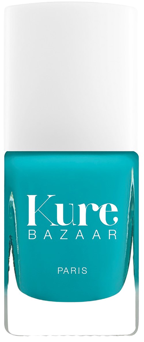A teal nail polish bottle with white cap, labeled 'Kure Bazaar Paris.'