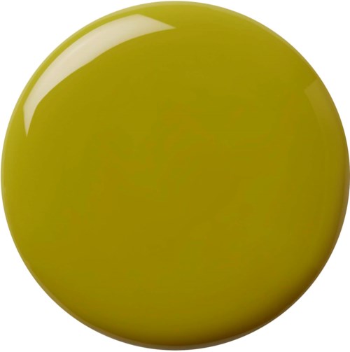 En rund, glänsande, gulgrön knapp eller boll med en reflekterande yta.