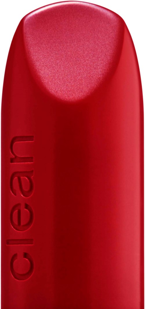 A red object with the word 'clen' embossed, smooth top, and rounded edges.