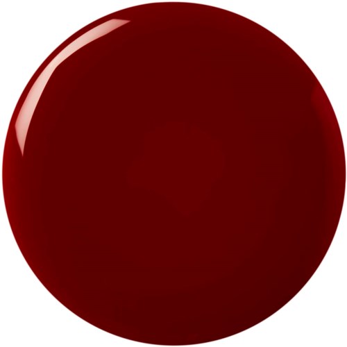 En röd, glänsande, slät sfär med en reflektion upptill.