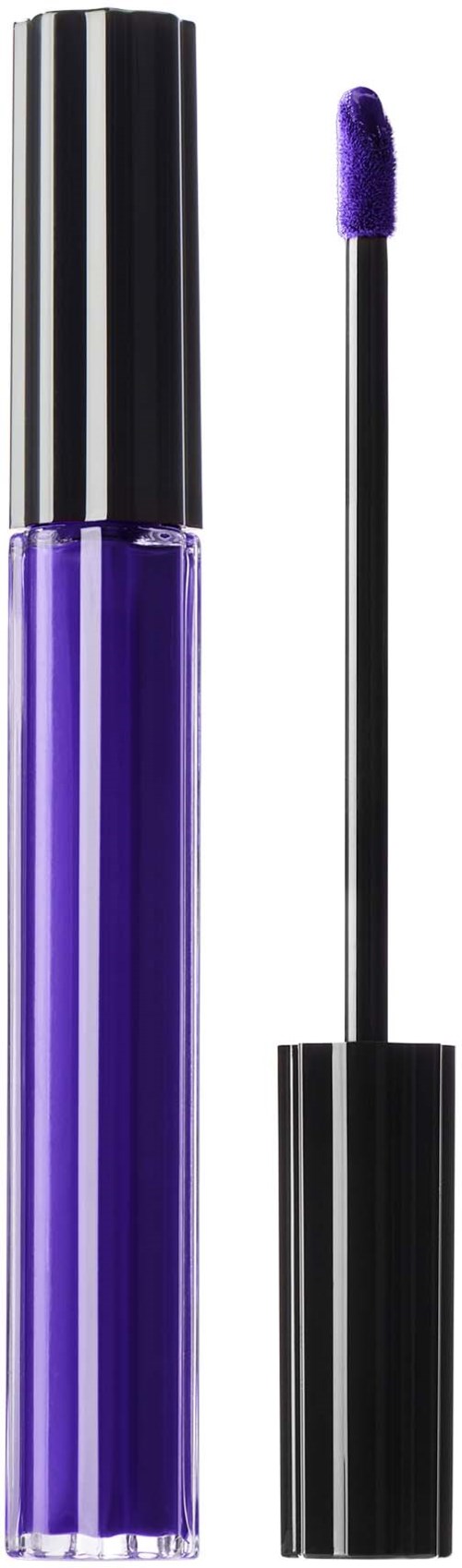Violetti huulikiiltoputki ja harja vieressä.