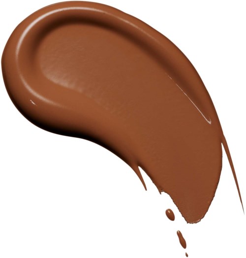 A smear of brown cream or makeup with a droplet and streaks on a white background.