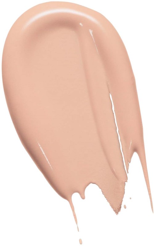 A swatch of beige-colored makeup or foundation with a glossy texture.