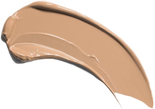 Ett streck av beige-färgad makeup eller kräm på en svart bakgrund.