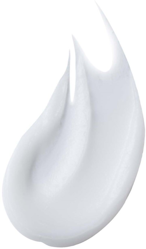 En hvit, kremaktig klatt, muligens av pisket krem eller lotion, med glatt, skinnende tekstur og kurver.