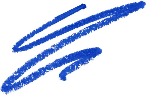 Blue crayon marks on a white background, with three curved lines and one shorter mark.