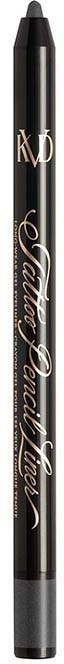 A black pen with gold lettering that reads 'KVD Holy Water' and a black cap.