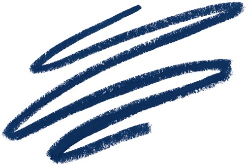 Blue, thick, rough, swirling lines on a white background.