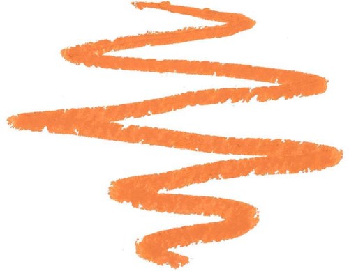 An orange squiggly line on a white background, resembling a rough spiral or zigzag pattern.