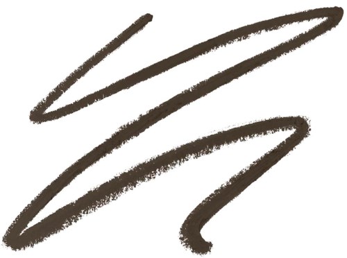 A black and white abstract drawing with curved, brush-like strokes.