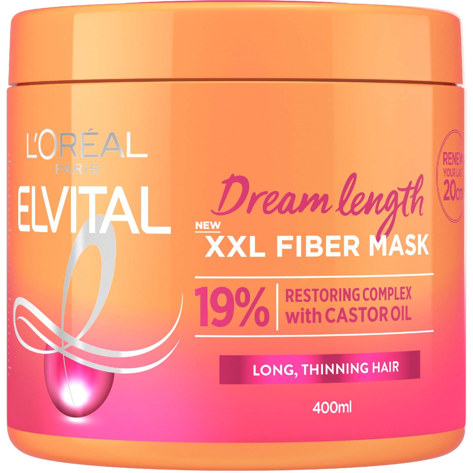 Läs mer om Loreal Paris Elvital Dream Length XXL Fiber Mask 400 ml