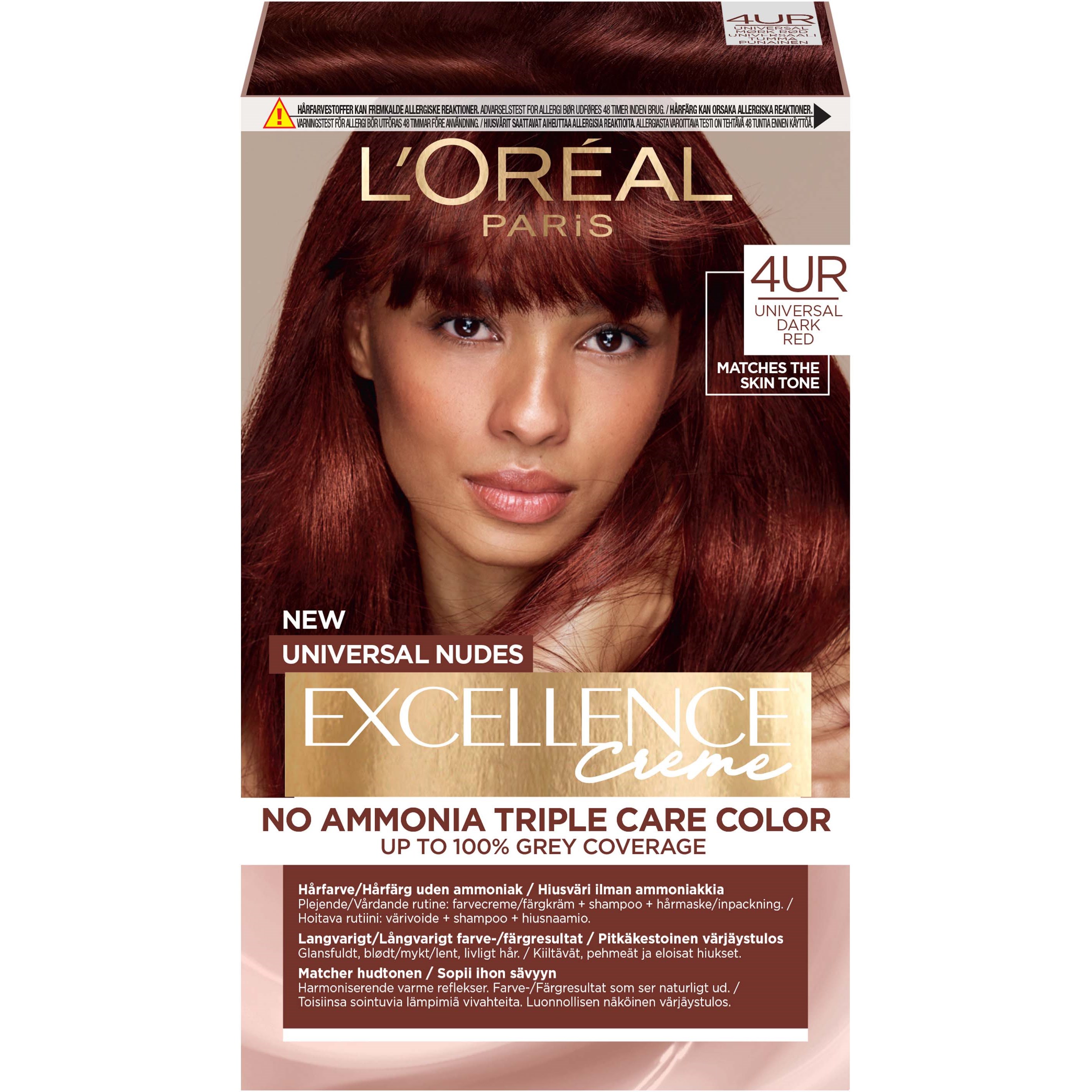 Läs mer om Loreal Paris Excellence Creme Universal Nudes Hair Color 4UR Universal