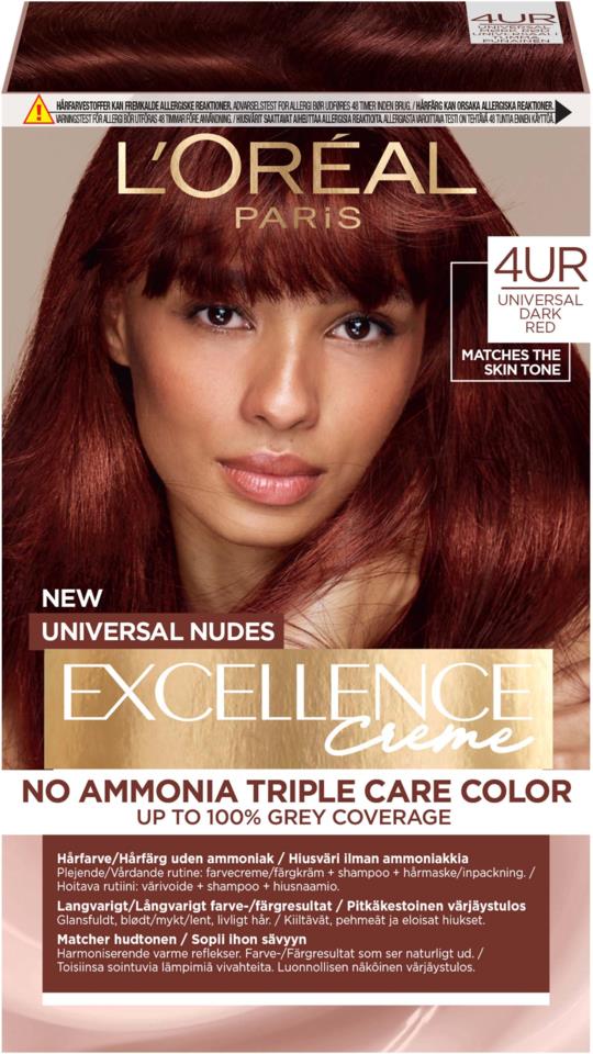 L'Oréal Paris Excellence Creme Universal Nudes Hair Color 4UR Universal Dark Red