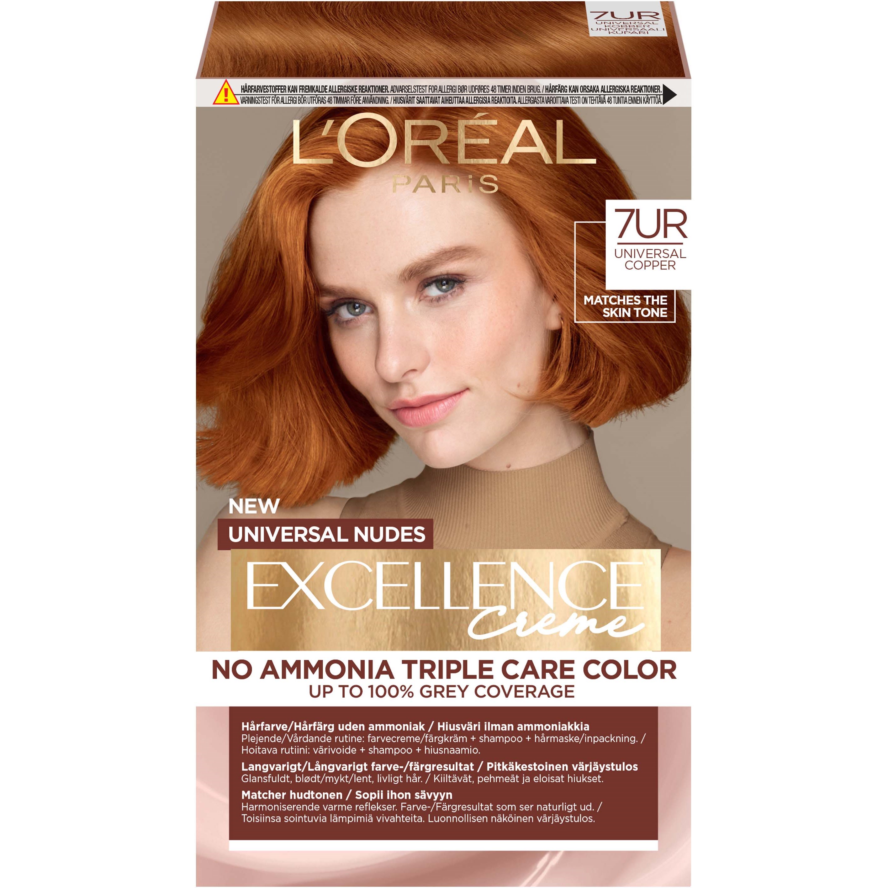 Läs mer om Loreal Paris Excellence Creme Universal Nudes Hair Color 7UR Universal
