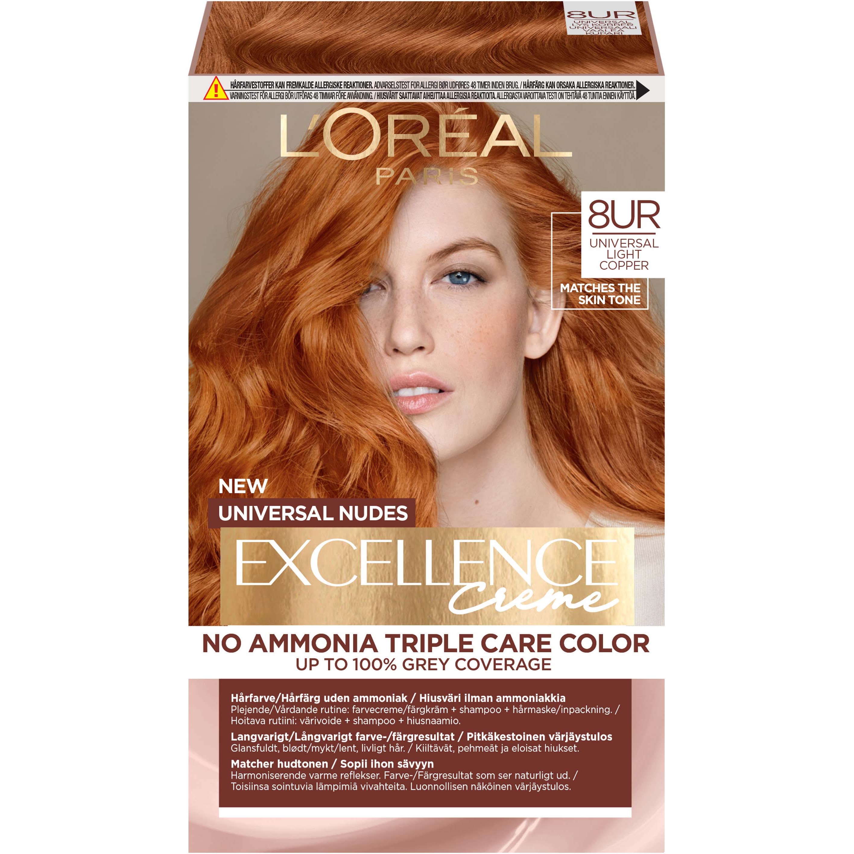 Läs mer om Loreal Paris Excellence Creme Universal Nudes Hair Color 8UR Universal