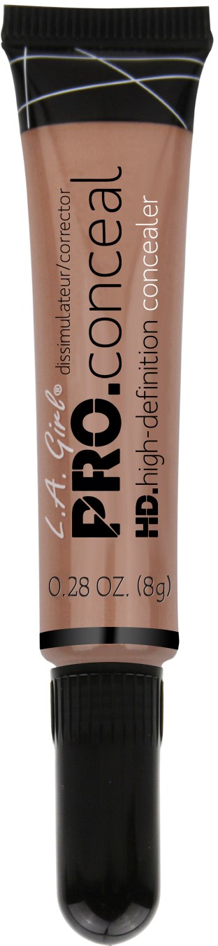En tub med HD-high-definition concealer med svart lock och ljusbeige kropp, märkt "PRO" och "Conceal."