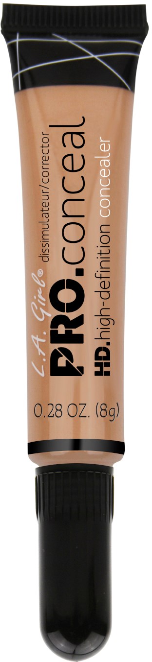 Ett beige rör märkt 'PRO HD' med svart lock, innehåller high-definition concealare. Det är en kosmetisk produkt.