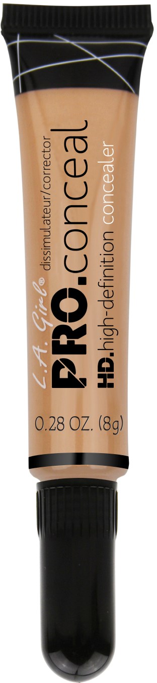 En liten tub med HD högupplöst concealer, svart lock och beige kropp, märkt "Professional HD".