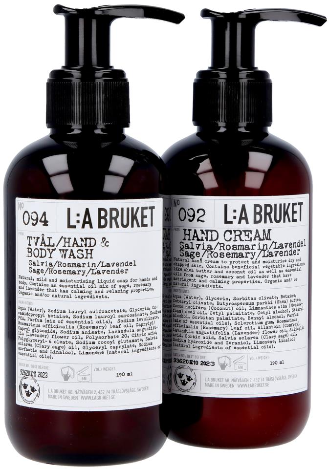 L:a Bruket 207 Duo-kit Flytande Tvål/Handcrème Salvia/Rosmarin/Lavendel 190 ml