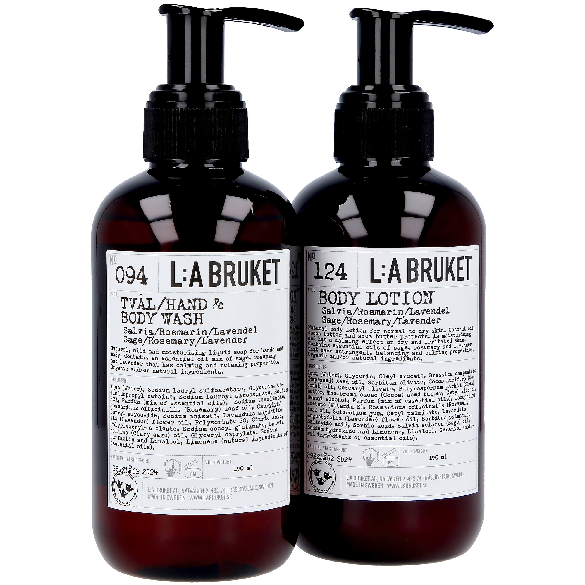 L:A Bruket Duo-kit Flytande Tvål/Bodylotion Salvia/Rosmarin/Lavendel 1